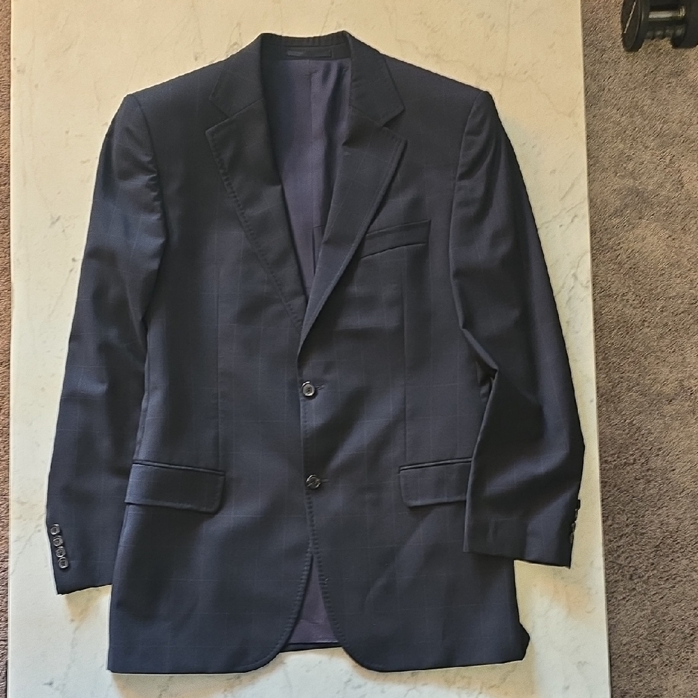 Hugo Boss Navy Blue Suit with Subtle Texture